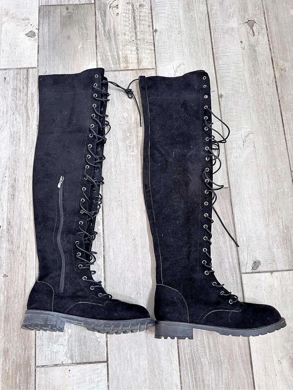 Black Lace-Up Combat Boots